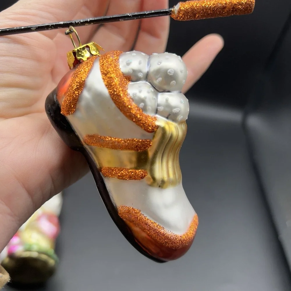 Blown Glass Golf Shoe Club Bag & Ball Ornaments Christmas Set of 3 - 1 Repair